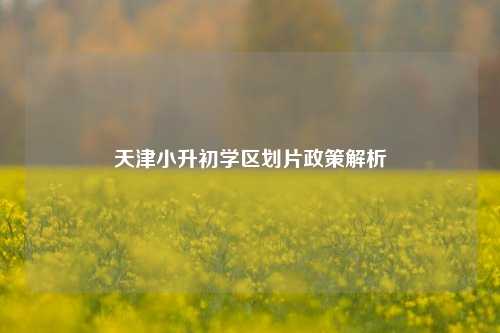 天津小升初学区划片政策解析
